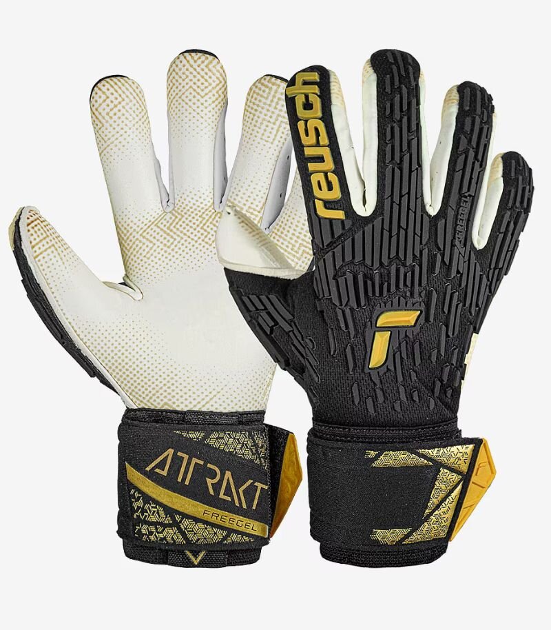 Reusch attrakt goalkeeper gloves in black with gold detailing 